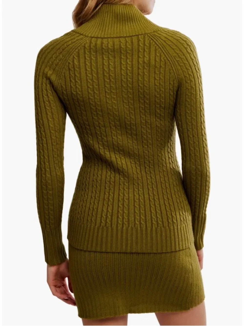 Free People Eliza Cable Zip-Up Cardigan & Rib Miniskirt Set - Picture 2 of 5